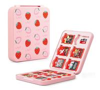 FANPL Étui de jeu pour Nintendo Switch 2/Switch OLED/Switch/Lite, 12 cartes de jeu et 12 emplacements pour cartes Micro SD, support de rangement pour cartouche de jeu rose fraise