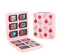 FANPL Étui de Jeu pour Nintendo Switch/OLED/Lite, 12 Cartes de Jeu et 12 emplacements pour Cartes Micro SD - Étui de Rangement Portable pour commutateur - Rose Fraise