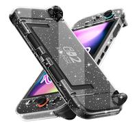 FANPL [Improved Easy Dockable Version] Clear Glitter Case for Nintendo Switch 2, Protective Cover for Switch 2 and JoyCon Controller - Strong and Durable, Not Easy to Fall Off