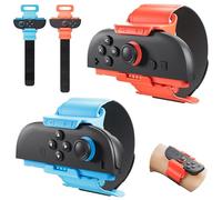 FANPL Lot de 2 bracelets pour manette Nintendo Switch 2 Joycon, sangle élastique réglable pour Just Dance 2025/2024/2023, pour Zumba Burn It Up, pour adultes et enfants, bleu-orange
