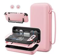FANPL Pink Case Bundle for Nintendo Switch 2 (2025) Accessories, Portable Hard Carrying Cover with Protective Skin , Screen Protector, 2 Thumb Grips