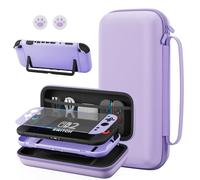 FANPL Purple Case Bundle for Nintendo Switch 2 (2025) Accessories, Portable Hard Carrying Cover with Protective Skin , Screen Protector, 2 Thumb Grips