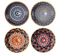 fanquare 11,3 cm Bols à Soupe en Porcelaine,Lot de 4, Bol à Riz Boho avec Baguettes, Bols de Service en Céramique pour Soupe, Dessert, Salade, Collation
