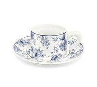 fanquare 260 ml Set de Tasses à Café et Soucoupes, Set de Tasses à Café Bleu Floral, Tasses à Thé Rétro de Chine, Tasses à Cappuccino en Porcelaine pour Latte Café Mocha ou Thé, Cadeaux Baristas