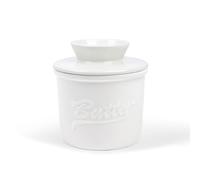 fanquare Beurrier Blanc en Porcelaine avec Couvercle, Beurrier Rond pour Beurrier Français et Beurre Doux