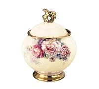 fanquare Bol à Sucre en Céramique Blanche avec Couvercle, Sucrier Anglaise Vintage, Pot de Sucre pour Service à Thé Café, Pot à Lait Crème