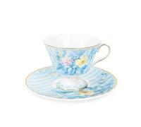 fanquare Bone China Tasse et soucoupe Set, Bleu hortensia fleurs tasses à café, 170ml Vintage britannique en porcelaine tasse à thé pour les femmes cadeaux