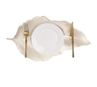 fanquare Ensemble de 6 Sets de Table en PVC Métallisé à Effet Feuille Dorée Pailletée 53x31 cm, Moderne, Antidérapant pour Fêtes, Mariage
