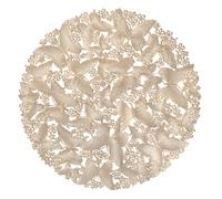 fanquare Ensemble de 6 Sets de Table Ronds 38 cm Doré en Vinyle Pailleté à Motif Dentelle Florale et Papillon, Antidérapant, Essuyable pour Mariage, Fêtes, Dîners