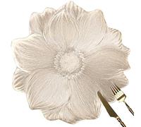 fanquare Ensemble de 6 Sets de Table Ronds 39 cm en Vinyle Métallisé à Motif Fleur de Lotus Pressée, pour Repas, Mariage, Décoration de Table, Doré