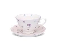 fanquare Ensemble tasse à thé et soucoupe à fleurs 250 ml Tasse à café et assiette en céramique British Purple Iris, cadeaux pour les goûters, passe au lave-vaisselle