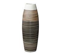 fanquare Grand Vase à Poser Au Sol en Céramique à Rayures Marron et Noir, Vase à Fleurs Fait Main Décoratif Maison, Haut 50 cm