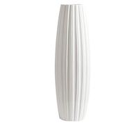 fanquare Grand Vase de Sol à Rayures Blanches Simples,Vase Décoratif Fait Main, Grand Vase en Céramique pour Fleur, Hauteur 45cm
