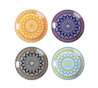 fanquare Lot de 4 Assiettes à Salade en Porcelaine - 20 cm Ensemble d'Assiettes en Céramique Boho Floral, Assiette d'Appoint pour Salade, Pâtes, Dessert, Fruits, Gâteau, Apéritif