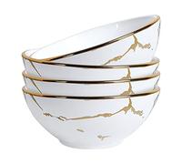 fanquare Lot de 4 Bols en Porcelaine Marbrée, 280 ml Bols à Soupe pour Pâtes, Petite Salade, Ragoûts, Riz, Petit