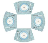 fanquare Lot de 4 Sets de Table Motif Losanges, Napperons Ronds en PVC Facile à Nettoyer pour Table à Manger de Cuisine, Sets de Table en Vinyle Tissé 45x30 cm (Bleu)