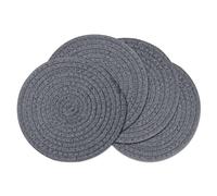 fanquare Lot de 4 Sets de Table Ronds, en Coton Tissé, Antidérapants, Lavables Et Résistants À La Chaleur Dessous de Verre Table À Manger Cuisine(Gris Foncé, 30cm)