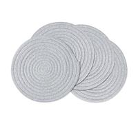 fanquare Lot de 4 Sets de Table Ronds en Coton Tressé, Lavables Et Résistants À La Chaleur, Dessous De Plat pour Table De Cuisine (Gris Clair, 30cm)