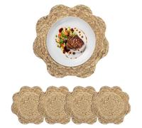 fanquare Lot de 4 Sets de Table Ronds en Herbe Tressée 30 cm, Style Boho Farmhouse à Bord Festonné, Décor Rustique pour Salle à Manger, Mariage ou Plage