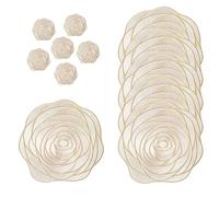 fanquare Lot de 6 Sets de Table en PVC doré antidérapant et Lavable, Tapis de Table de Haute qualité, Design Floral rosé de Style européen, résistant à la Chaleur pour Table de Cuisine, 38 * 38cm