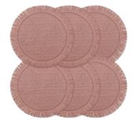 fanquare Lot de 6 Sets de Table Ronds Bohème en Papier 38cm, Tressés Campagnards Résistants à la Décoloration pour Maison, Café ou Événements, Rouge