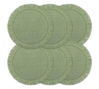 fanquare Lot de 6 Sets de Table Ronds Bohème en Papier 38cm, Tressés Campagnards Résistants à la Décoloration pour Maison, Café ou Événements, Vert