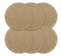 fanquare Lot de 6 Sets de Table Ronds Bohème en Papier 38cm, Tressés Campagnards Résistants à la Décoloration pour Maison, Café ou Événements, Marron
