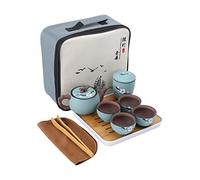 fanquare Portable Kungfu Service à Thé Japonais,Service à thé Zisha Kung Fu aux Fleurs de Cerisier pour Adultes, Une Théière, 4 Tasses à Thé,1 Boîte à Thé et Sac de Voyage