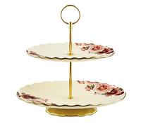 fanquare Présentoir à Gâteaux 2 Niveaux en Céramique, Stand de Fruits, Support à Cupcake pour Mariage, Anniversaire