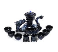 fanquare Service à Thé Semi-Automatique Tasse à Thé Théière Chinoise Loong Kungfu Bleu 11 Pièces Service à Thé Traditionnel en Porcelaine pour Adultes Cadeaux