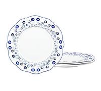 fanquare Service Assiettes Porcelaine 4 Pièces Assiette Dessert 20,5cm, Collier Bleu Turc Motif Oeil Maléfique Assiettes à Pâtes pour la Gastronomie et La Maison