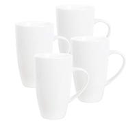 fanquare Service de Tasses à Café Blanc, Ensemble de 4, Grande Tasse en Porcelaine pour Cappuccino, Café, Thé, Cacao, 600 ML