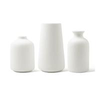 fanquare Set de 3 Vases Blancs Modernes, Vase en Céramique pour Décoration de Salon, de Cheminée et d'entrée, Vases à Fleurs Faits Main pour Décoration