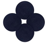 fanquare Set de 4 Sets de Table Ronds en Coton Tressé, Antidérapants, Lavables, Résistants À La Chaleur, Dessous de Verre pour Table de Dîner, Cuisine (Bleu Marine, 30cm)