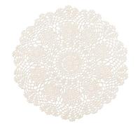 fanquare Set de Table Beige en Coton Crocheté à la Main,2 Pièces Napperon Ronde Vintage avec Motif Dentelle Florale,Style Bohème pour Table à Manger Mariage et Fête