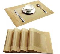 fanquare Sets de Table 45x30 cm, Napperons PVC Lavables pour Table à Manger, Set de Table en Vinyle Tissé Résistant à la Chaleur Facile à Nettoyer, Lot de 6 (Brun)