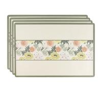 fanquare Sets de Table en Cuir PU Lot de 4 Sets de Table Imperméables Napperons Floral Vert Tapis de Table Antidérapants Résistants à la Chaleur pour Cuisine Fête Maison 45 * 30cm