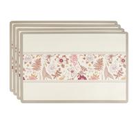 fanquare Sets de Table en Cuir PU Lot de 4 Tapis de Table Antidérapants Essuyables Sets de Table Floraux Roses Napperons de Cuisine Résistants à la Chaleur pour Extérieur Fête 45 * 30cm