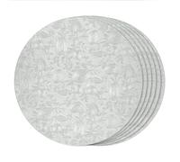 fanquare Sets de Table en Faux Cuir 38cm Sets de Table Argentés Ronds Lot de 6 Tapis de Table Résistant à la Chaleur Essuyable Napperons Antidérapant Brodé pour Table à Manger Cuisine