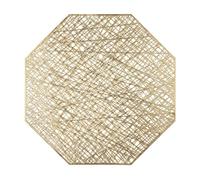 fanquare Sets de Table Métalliques Dorés Lot de 6 38.5cm Sets de Table Creusés Tapis de Table Octogonaux Lignes Modernes Set de Table Lavable pour Cuisine Salle à Manger