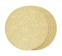 fanquare Sets de Table Ronds Lot de 6 Sets de Table Floraux Dorés 38cm Tapis de Table Imperméable en Simili Cuir Sets de Table Brodés pour Cuisine Fête Salle à Manger