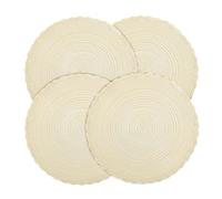Fanquare Sets de Table Ronds Tressés - Lot de 4, Résistants à la Chaleur, Lavables, Beiges, 38cm pour Table de Cuisine