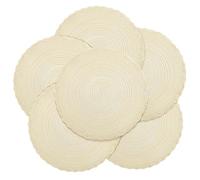 Fanquare Sets de Table Ronds Tressés - Lot de 6, Résistants à la Chaleur, Lavables, pour Table de Cuisine, 38cm, Beige