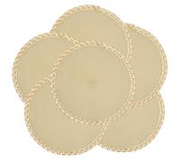 fanquare Sets de Table Tissés Ronds 34cm Sets de Table Beige avec Bbordure Dorée Napperons Tressés Essuyables Lot de 6 Tapis de Table Antidérapants pour Cuisine Maison Fête