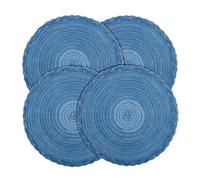 Fanquare Sets de Table Tressés 38cm Lot de 4 Naturels Tissés Antidérapants Résistants à la Chaleur Style Moderne Bleu Saphir pour Décoration de Cuisine