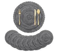 fanquare Sets de Table Tressés Ronds Lot de 8 Napperons Cercle en Coton et Polyester 38cm Lavables Antidérapants Sets de Table pour Les Comptoirs de Fête de Mariage Alimentaire