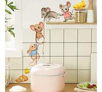 fanquare Souris Sur un Cordon Sticker Mural, Fromage et Pains avec Souris Autocollant Mural pour Cuisine Salle à Manger Mur Art Déco