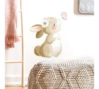 fanquare Stickers Muraux Mignon Lapin Autocollant Mural Lapin Baiser Papillon Décoration Murale pour Enfants Filles Chambre Décoration Salon