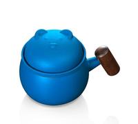 fanquare Tasse à Infusion de Thé Tasse à Thé en Céramique Bleue avec Couvercle en Ours Mignon Tasse à Thé Portable de Voyage pour Feuilles Mobiles