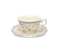 fanquare Tasse à thé et soucoupe en céramique Tasses à café élégantes à motif de vigne bleue 200 ml Tasse en porcelaine décorative vintage royale pour un mariage ou une pendaison de crémaillère